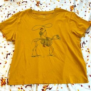 Small American Eagle cropped tee with skeleton cowboy aerie